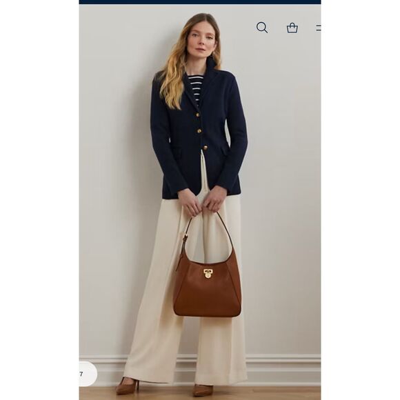 Lauren Ralph Lauren blue blazer gold tone from buttons with pockets size L cotto - Picture 1 of 13